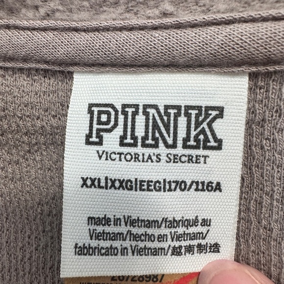 PINK by Victoria's Secret Reverse Fleece Cropped Polo Sweatshirt Rose - Picture 12 of 13